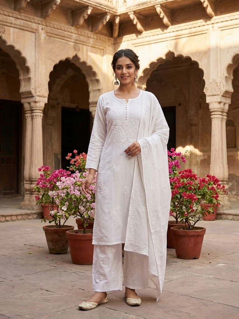 Chikankari Mulmul Cotton Set