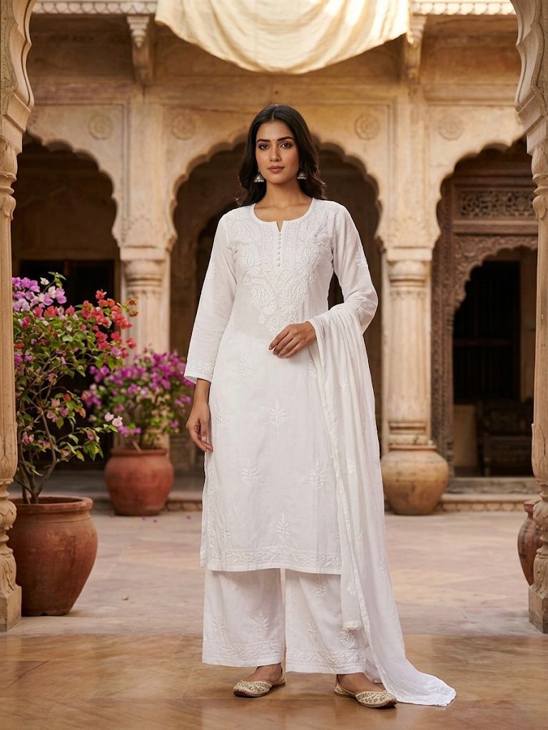 Chikankari Mulmul Cotton Set