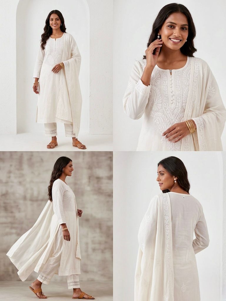 Chikankari Mulmul Cotton Set