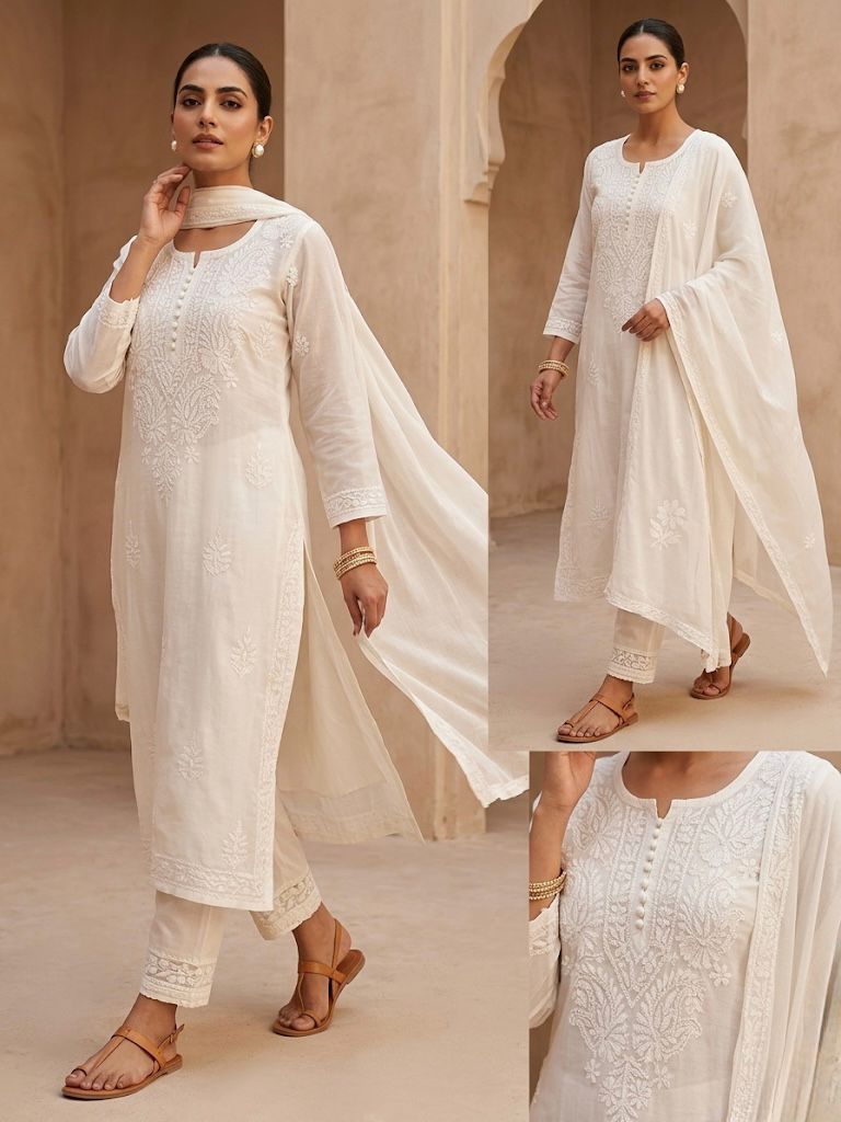 Chikankari Mulmul Cotton Set
