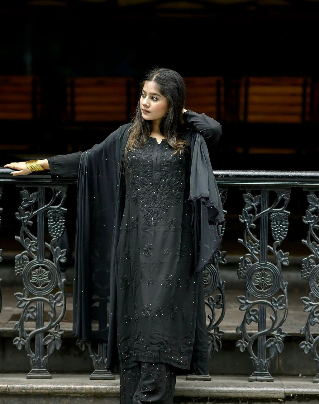 Chikankari Embroidery Plazo Kurti Dupatta Set
