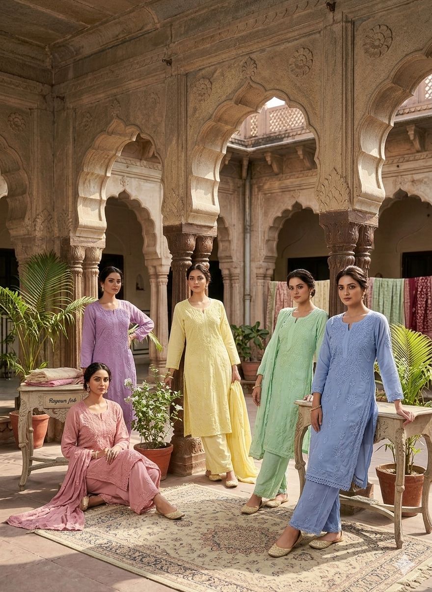 Reyoun kurti and plazo add on artificial lace