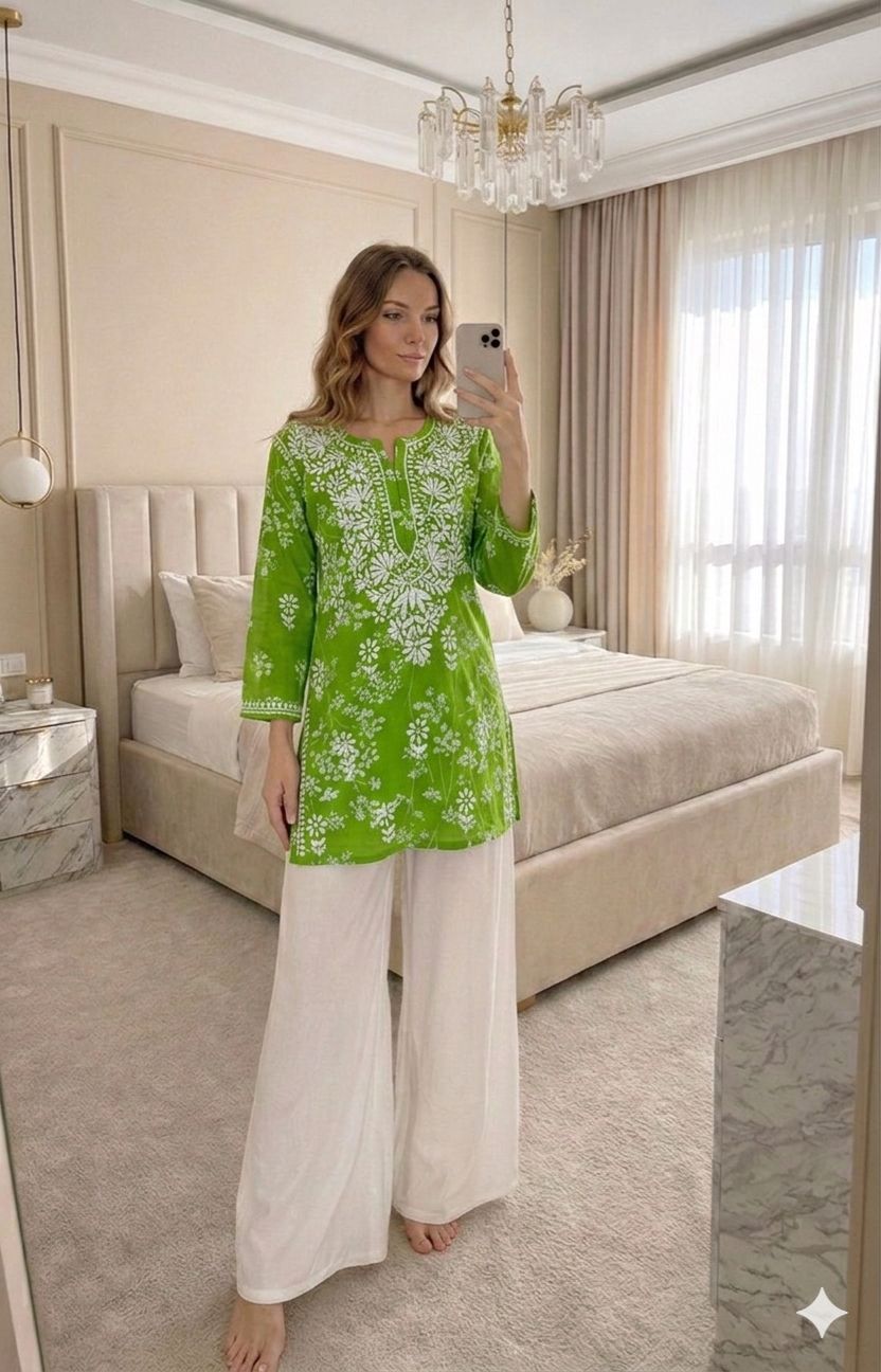 Mul Mul Chikankari Short Kurti