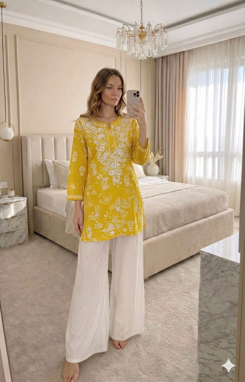 Mul Mul Chikankari Short Kurti