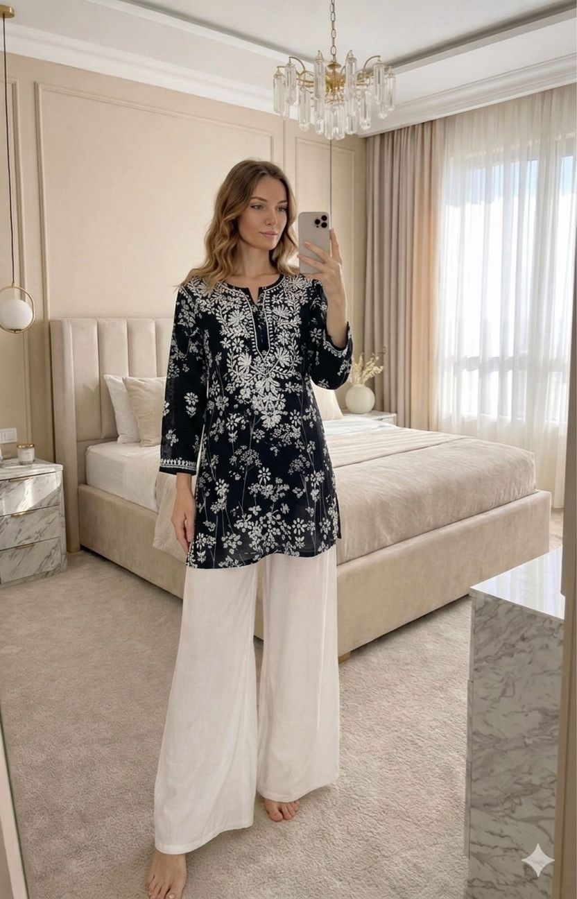 Mul Mul Chikankari Short Kurti