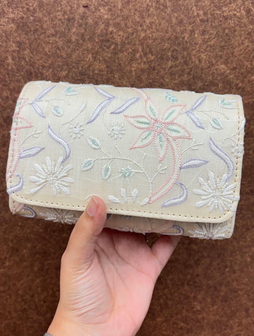Chikankari Fancy Clutches with Zardozi Handwork
