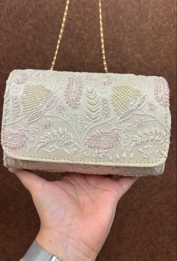 Chikankari Fancy Clutches with Zardozi Handwork