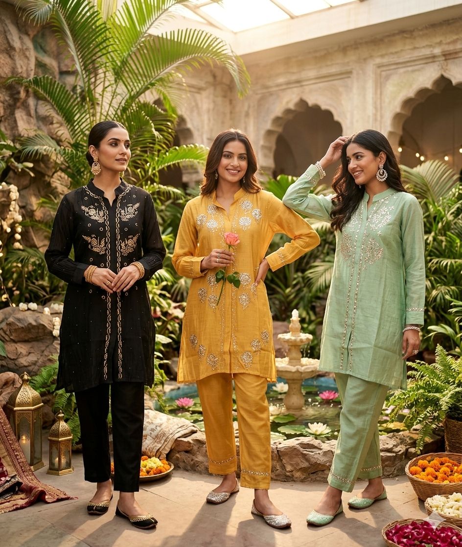 Pure Mul Chanderi Semi-Stitched Pitta Work Co-ord Set