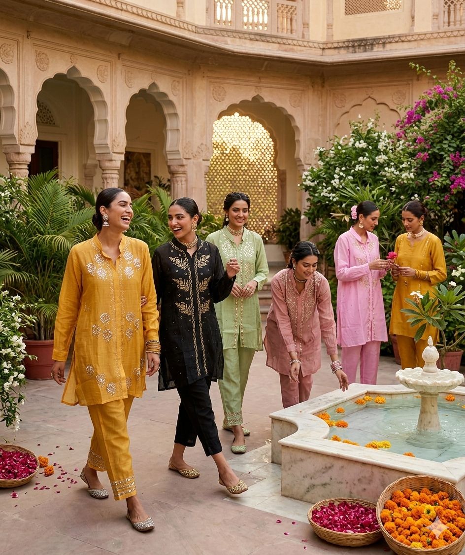 Pure Mul Chanderi Semi-Stitched Pitta Work Co-ord Set