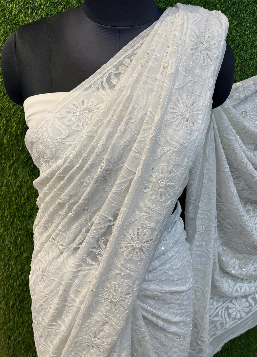Heavy All Over Jaal Festive wear Saree with Chikankari