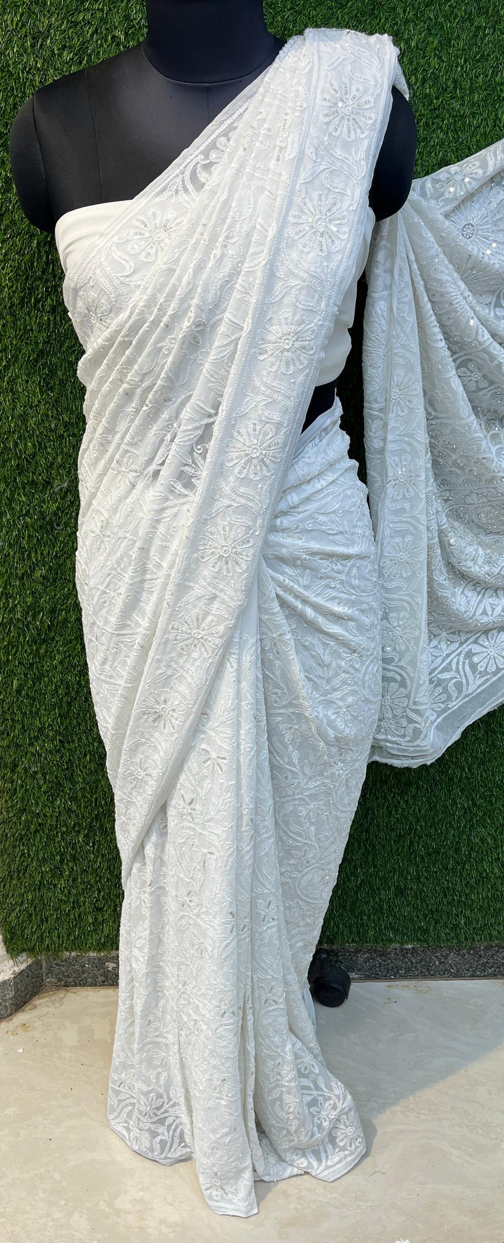 Heavy All Over Jaal Festive wear Saree with Chikankari
