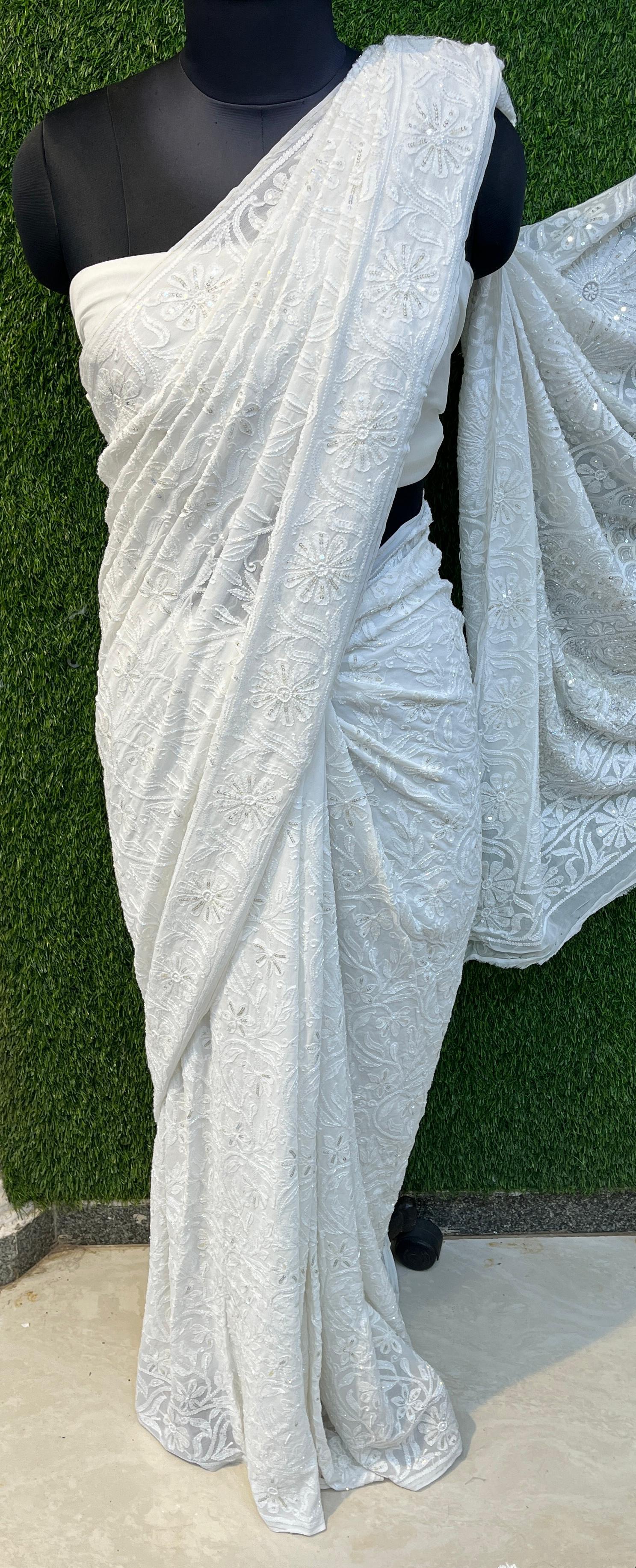 Heavy All Over Jaal Festive wear Saree with Chikankari