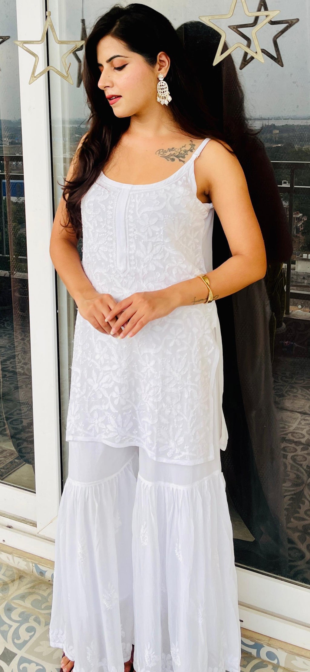 Exclusive Lucknowi Chikankari Garara Set