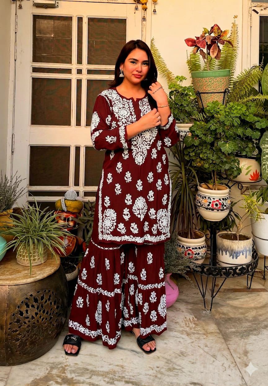 Exclusive Lucknowi Chikankari Gharara set