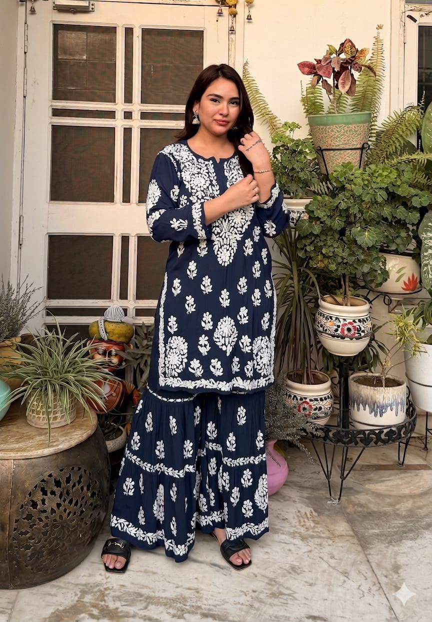 Exclusive Lucknowi Chikankari Gharara set