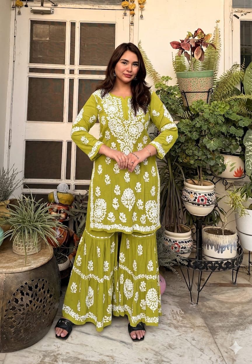 Exclusive Lucknowi Chikankari Gharara set