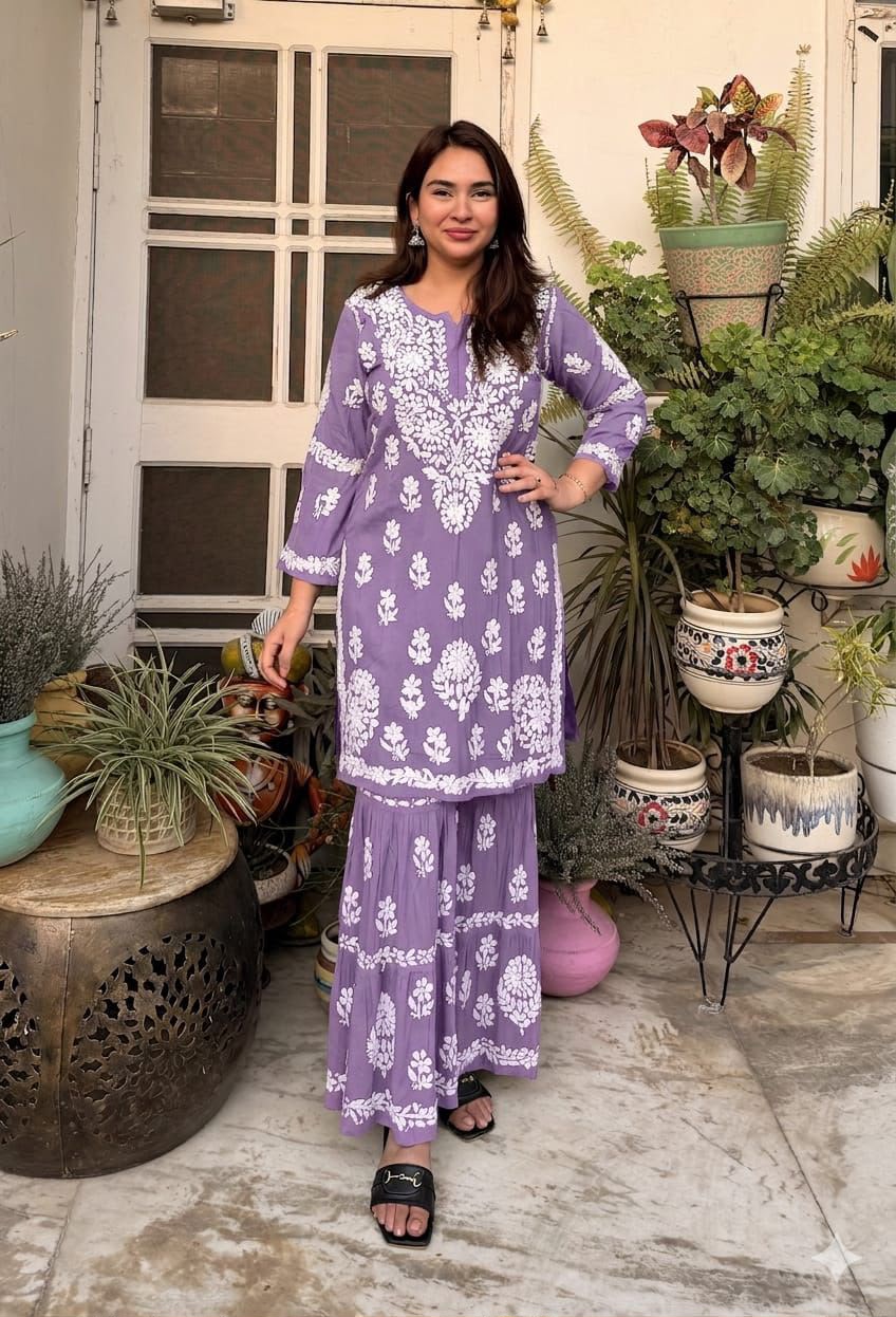 Exclusive Lucknowi Chikankari Gharara set