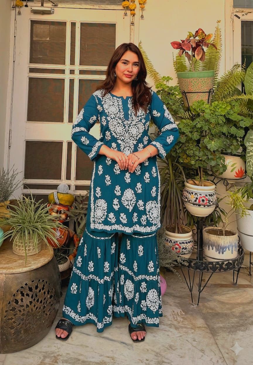Exclusive Lucknowi Chikankari Gharara set
