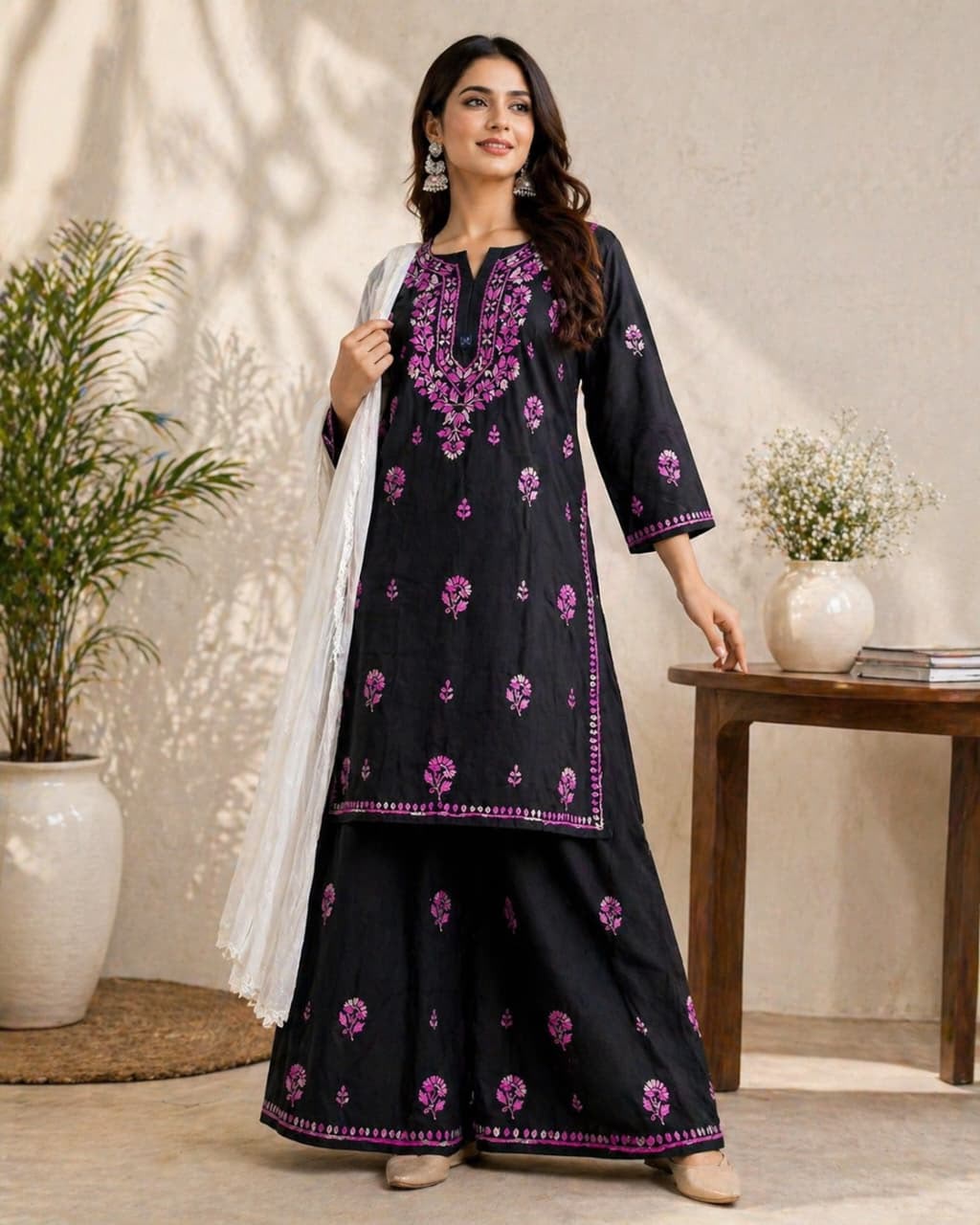 Lucknowi Chikankari Kurti Palazzo Set