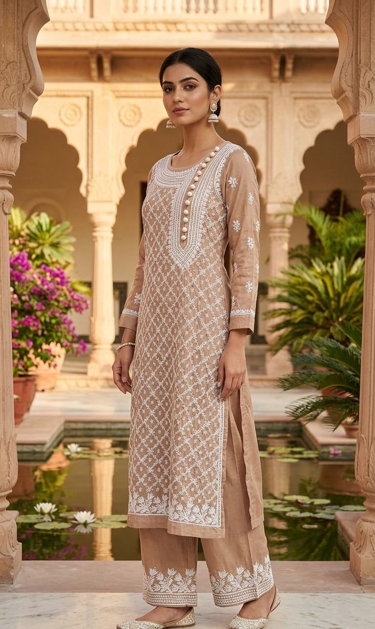 2 PIECE SET (CHIKANKARI)
