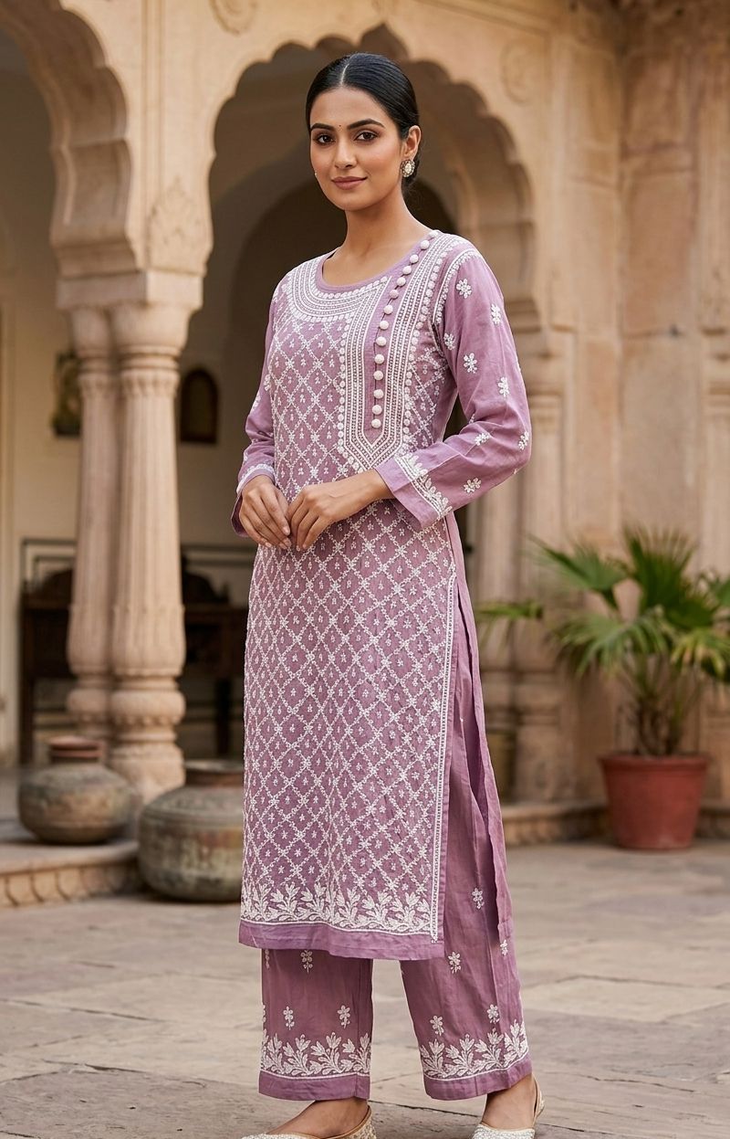 2 PIECE SET (CHIKANKARI)