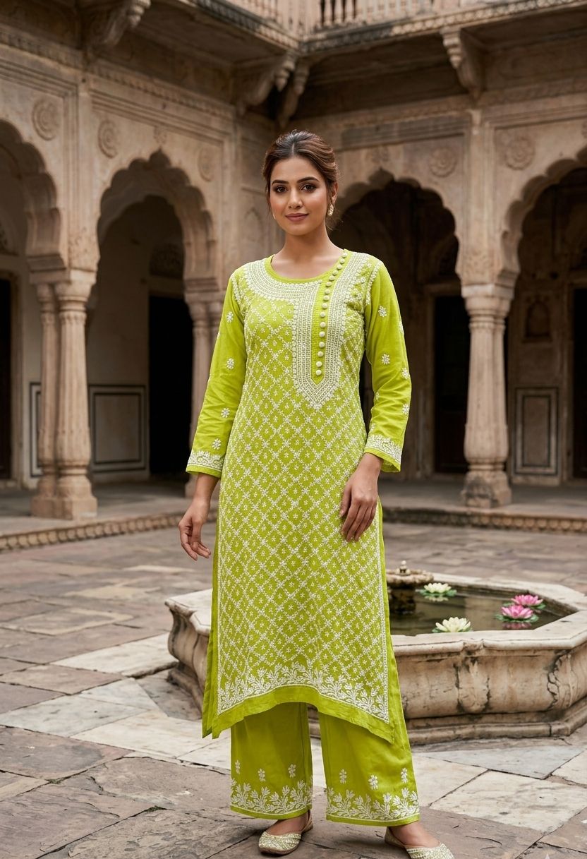 2 PIECE SET (CHIKANKARI)