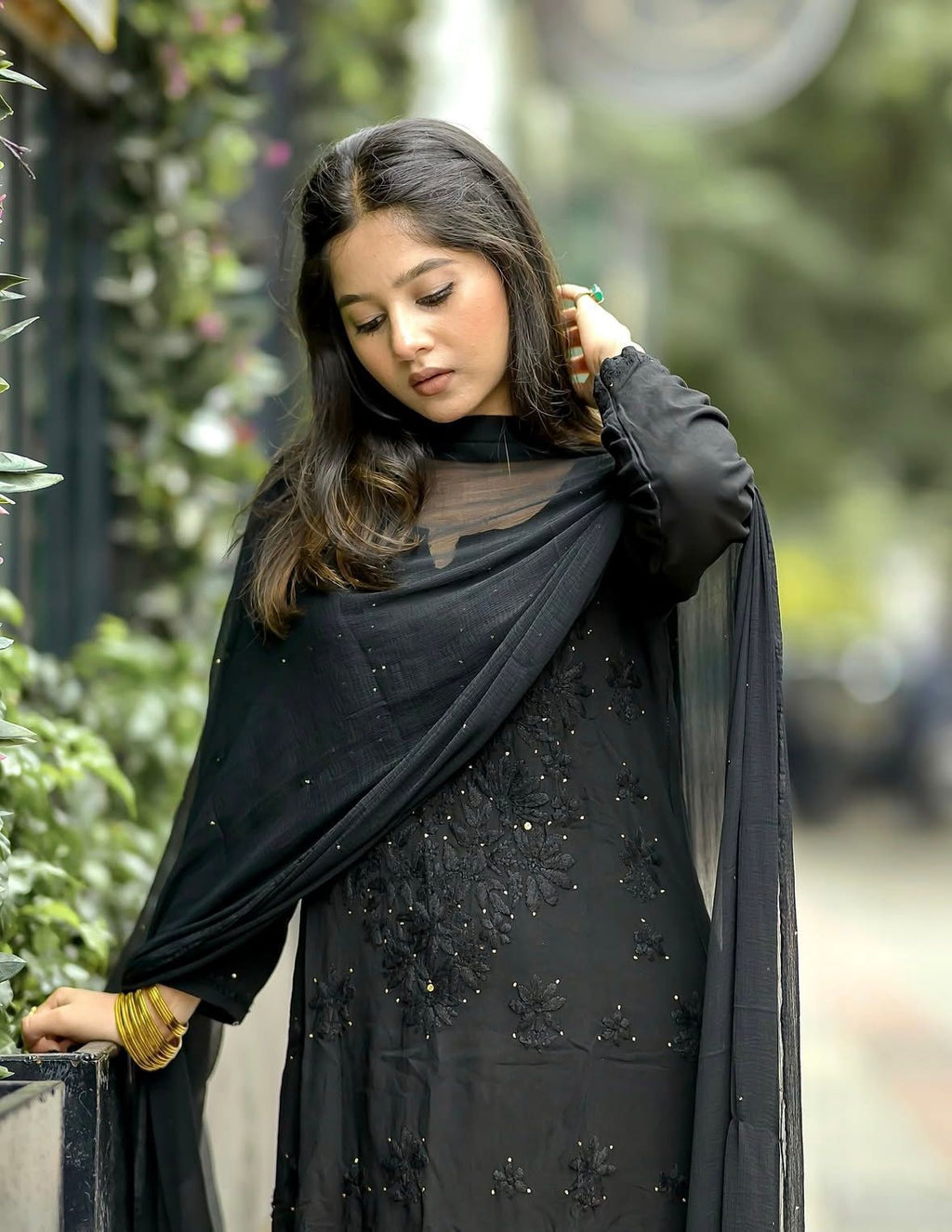 Chikankari Embroidery Plazo Kurti Dupatta Set