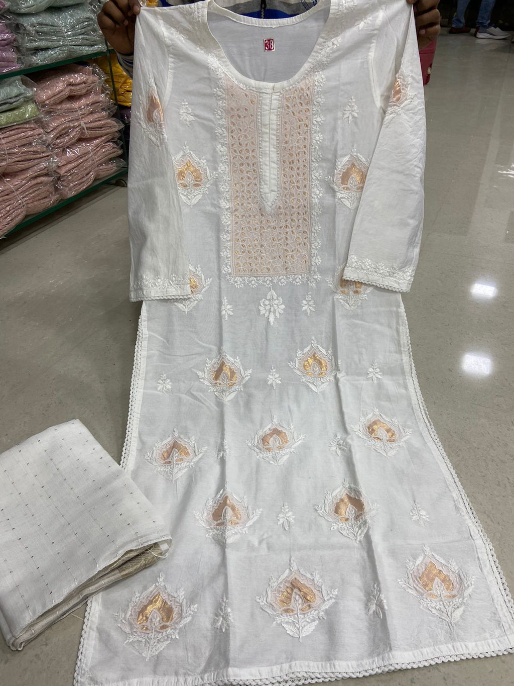 Fancy Chanderi Silk Kurti Set With Dupatta
