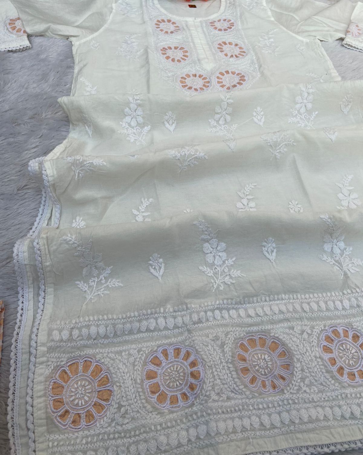 Fancy Chanderi Silk Kurti Set With Dupatta