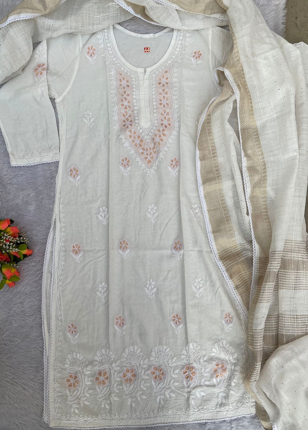 Fancy Chanderi Silk Kurti Set With Dupatta