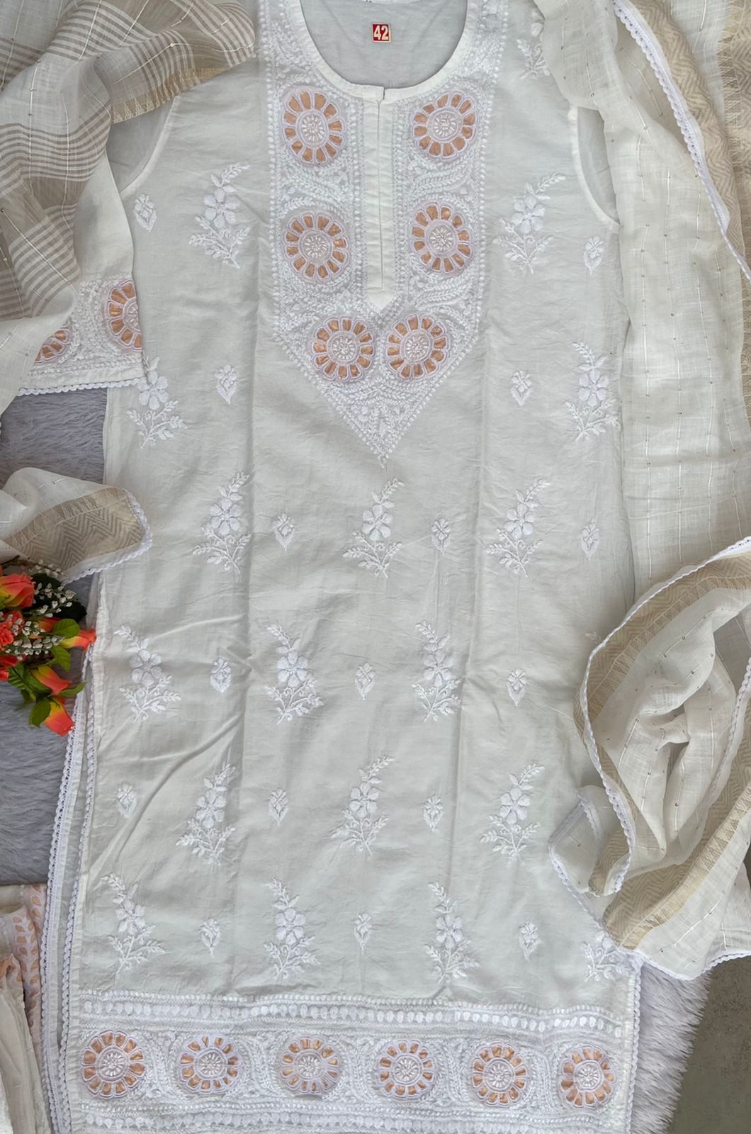 Fancy Chanderi Silk Kurti Set With Dupatta