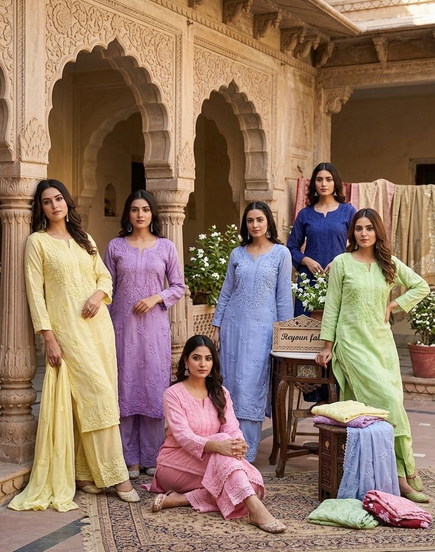 Reyoun kurti and plazo add on artificial lace