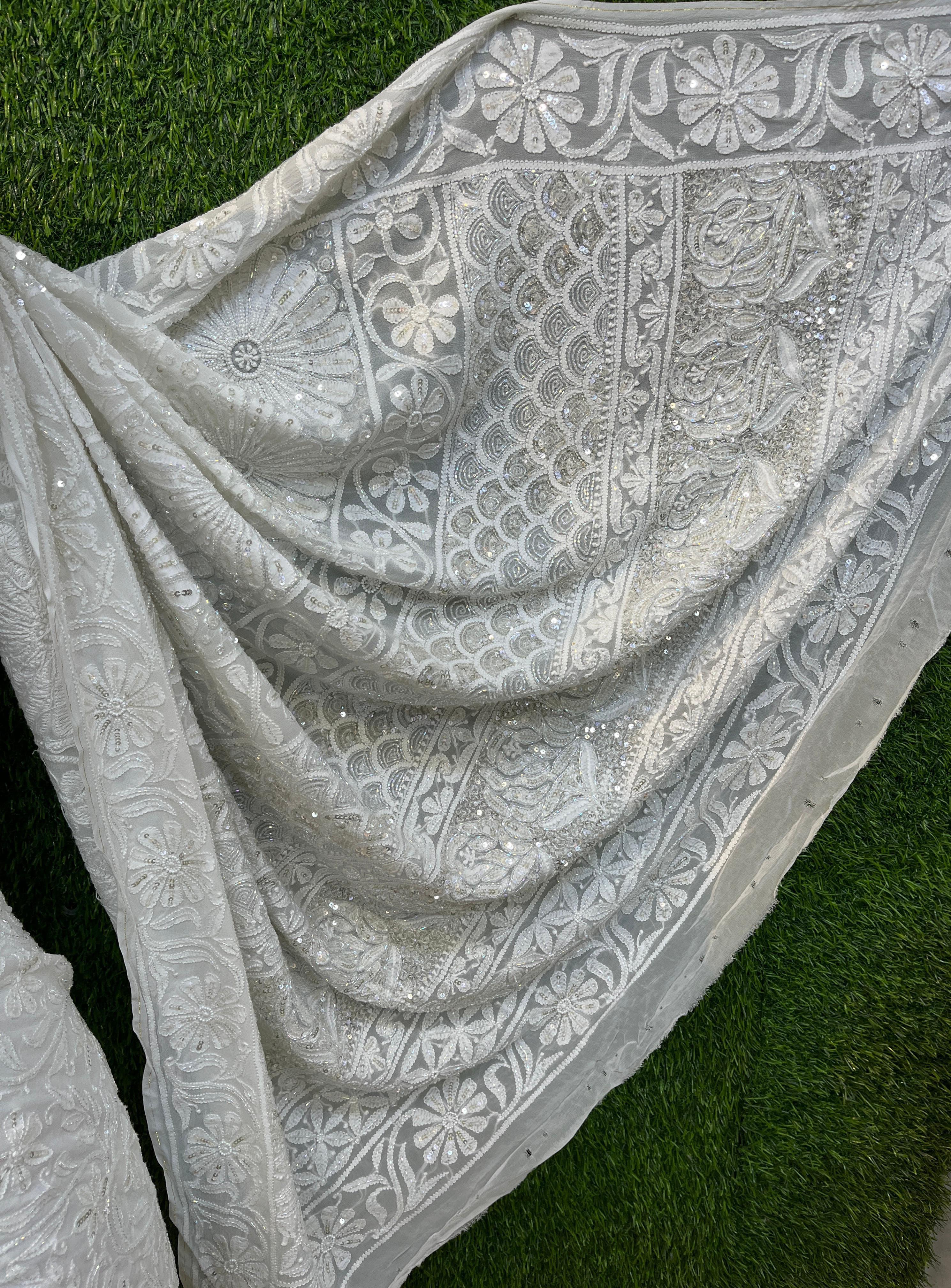 Heavy All Over Jaal Festive wear Saree with Chikankari