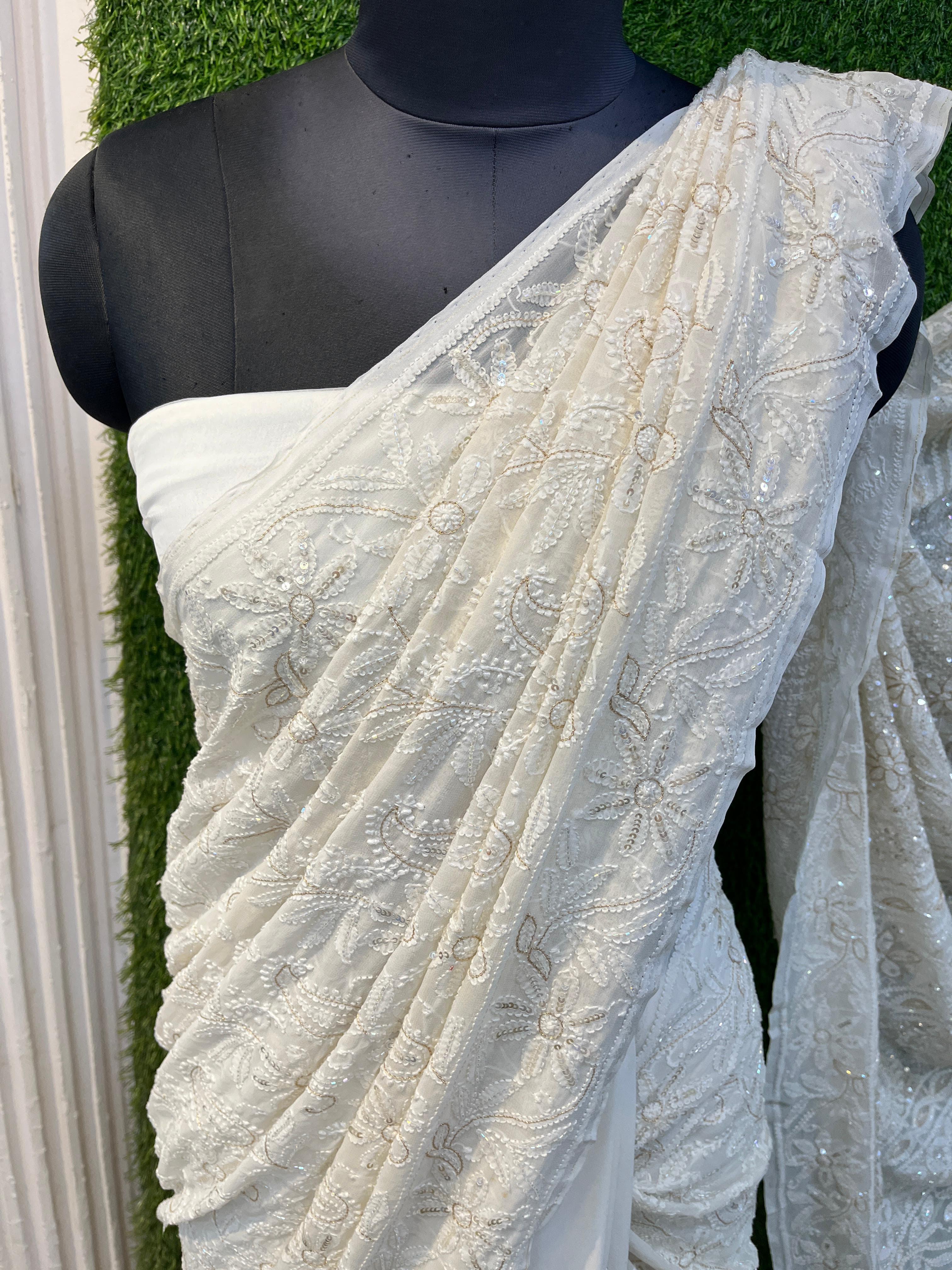 Heavy All Over Jaal Festive wear Saree with Chikankari