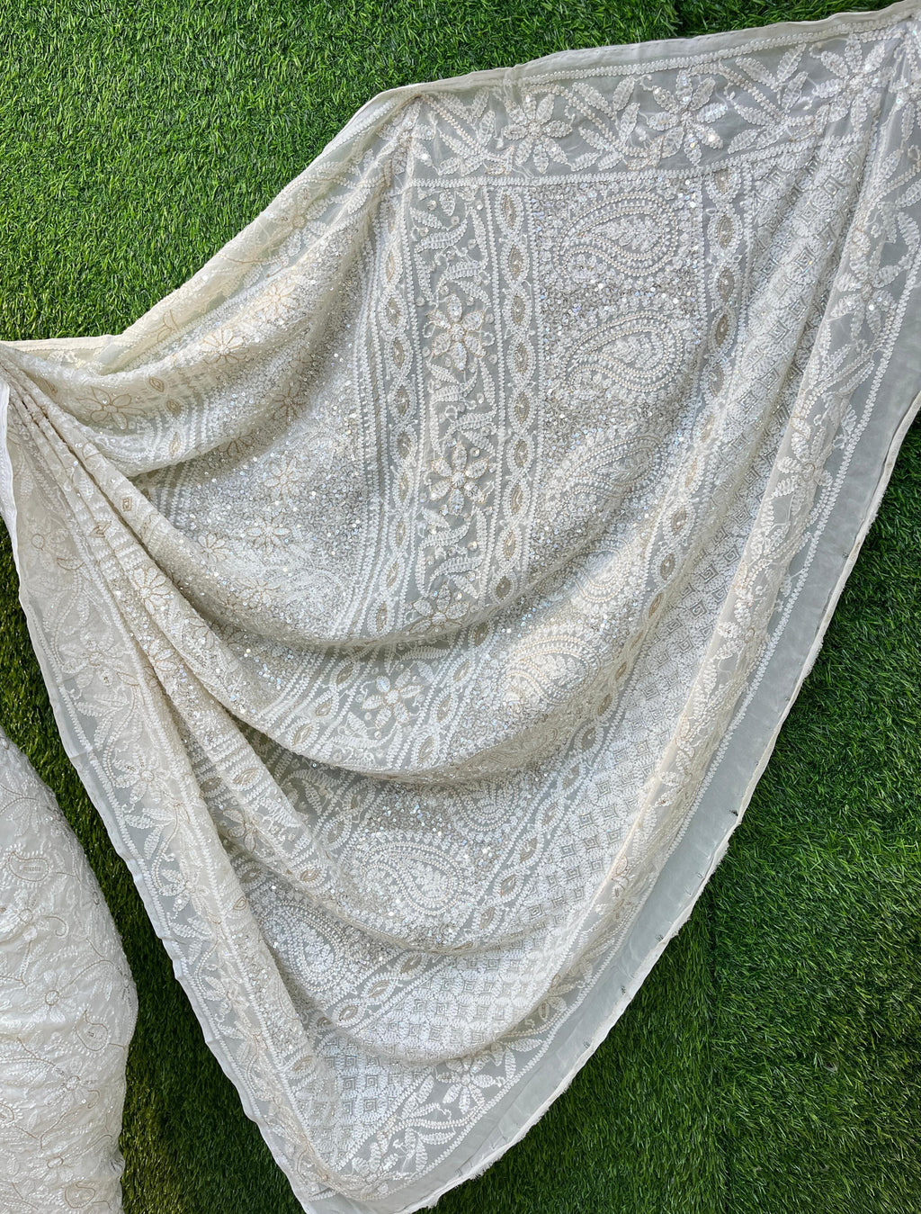 Heavy All Over Jaal Festive wear Saree with Chikankari