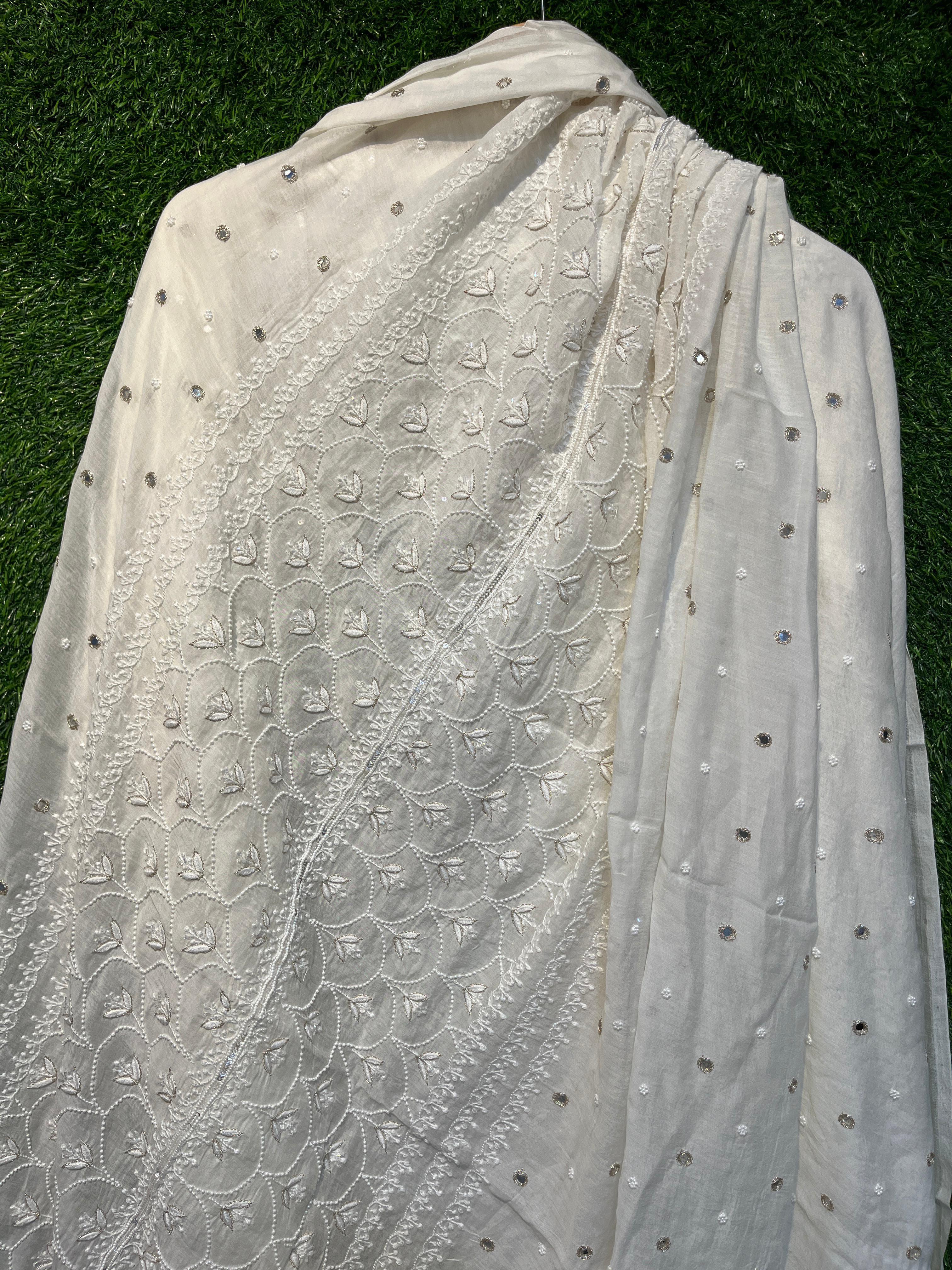 Pure Mul Chanderi Unstitched Exclusive Kurta Dupatta Set