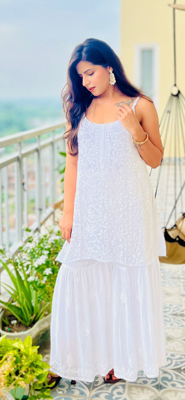 Exclusive Lucknowi Chikankari Garara Set