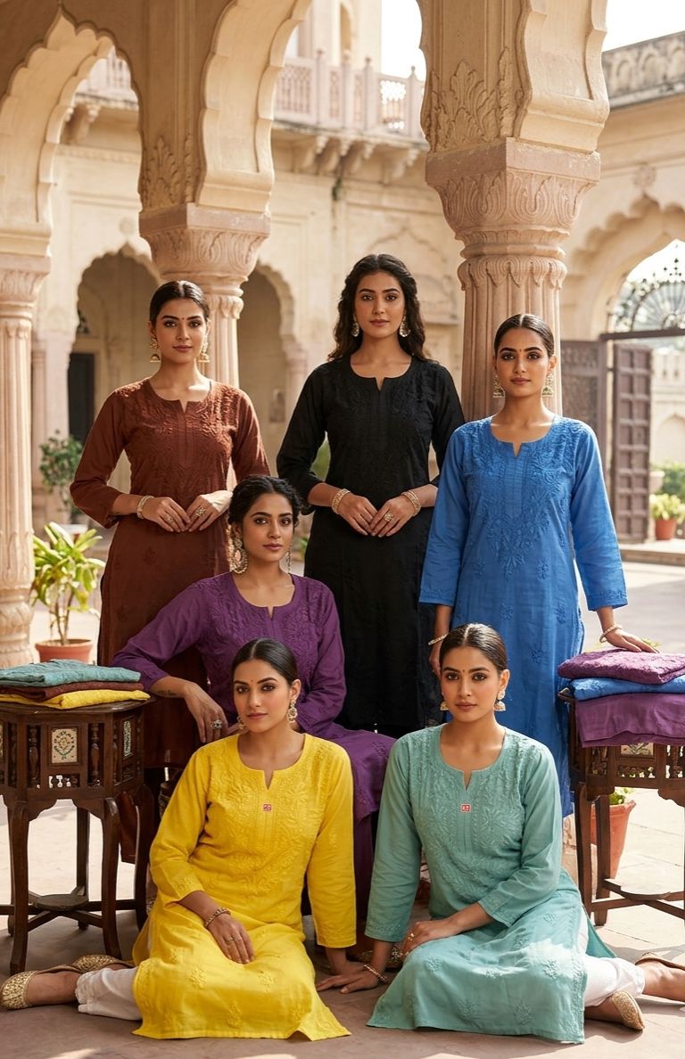 Exclusive Lucknowi Chikankari Handwork Dyeable Plazo Set