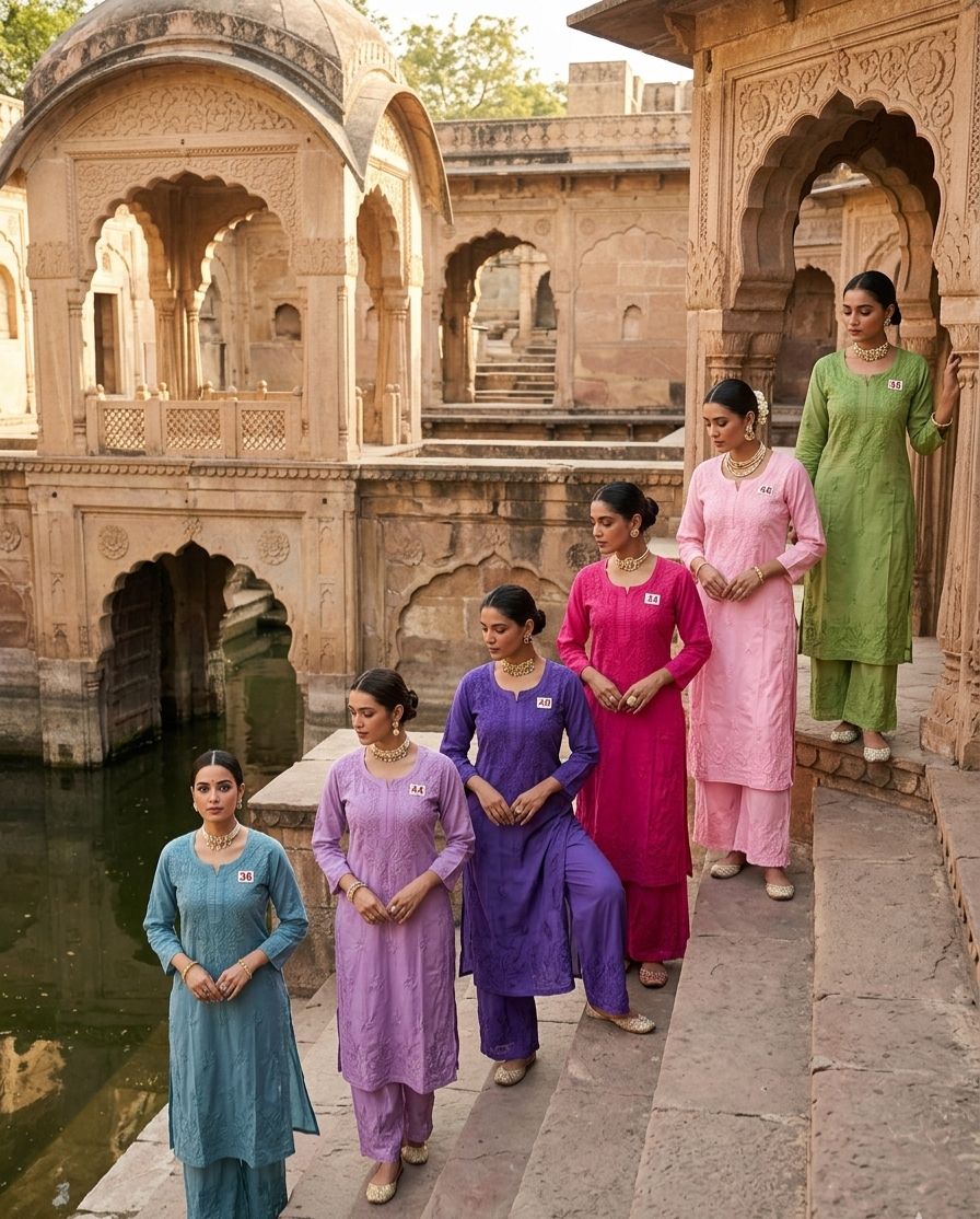 Exclusive Lucknowi Chikankari Handwork Dyeable Plazo Set