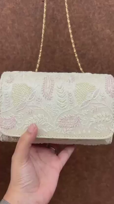 Chikankari Fancy Clutches with Zardozi Handwork